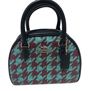 COACH SYDNEY SATCHEL HOUNDSTOOTH PRINT CJ628 BAG CROSSBODY PURSE HANDBAG